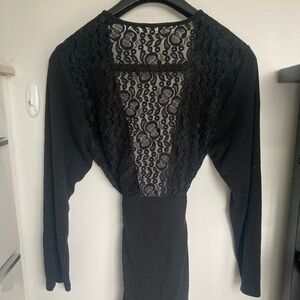 Size S/M Robe Black Lace Dressing Gown by Flora